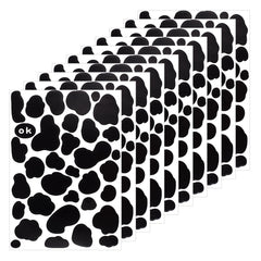 Thinp cow print stickers sheet close-up showcasing durable vinyl finish for long-lasting decor.