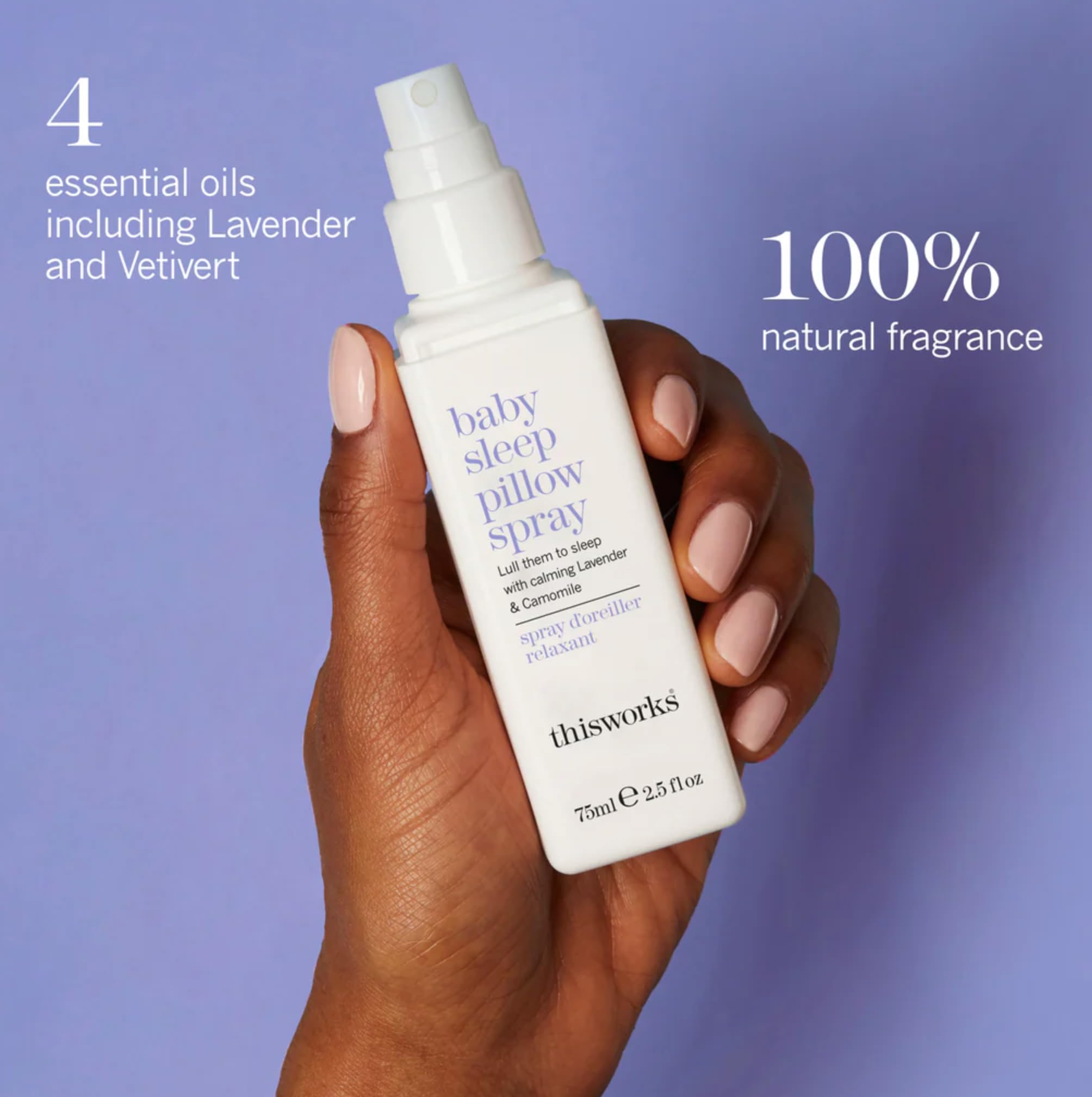 THISWORKS Baby Sleep Lavender and Camomile drops over sheets promote relaxed baby sleep