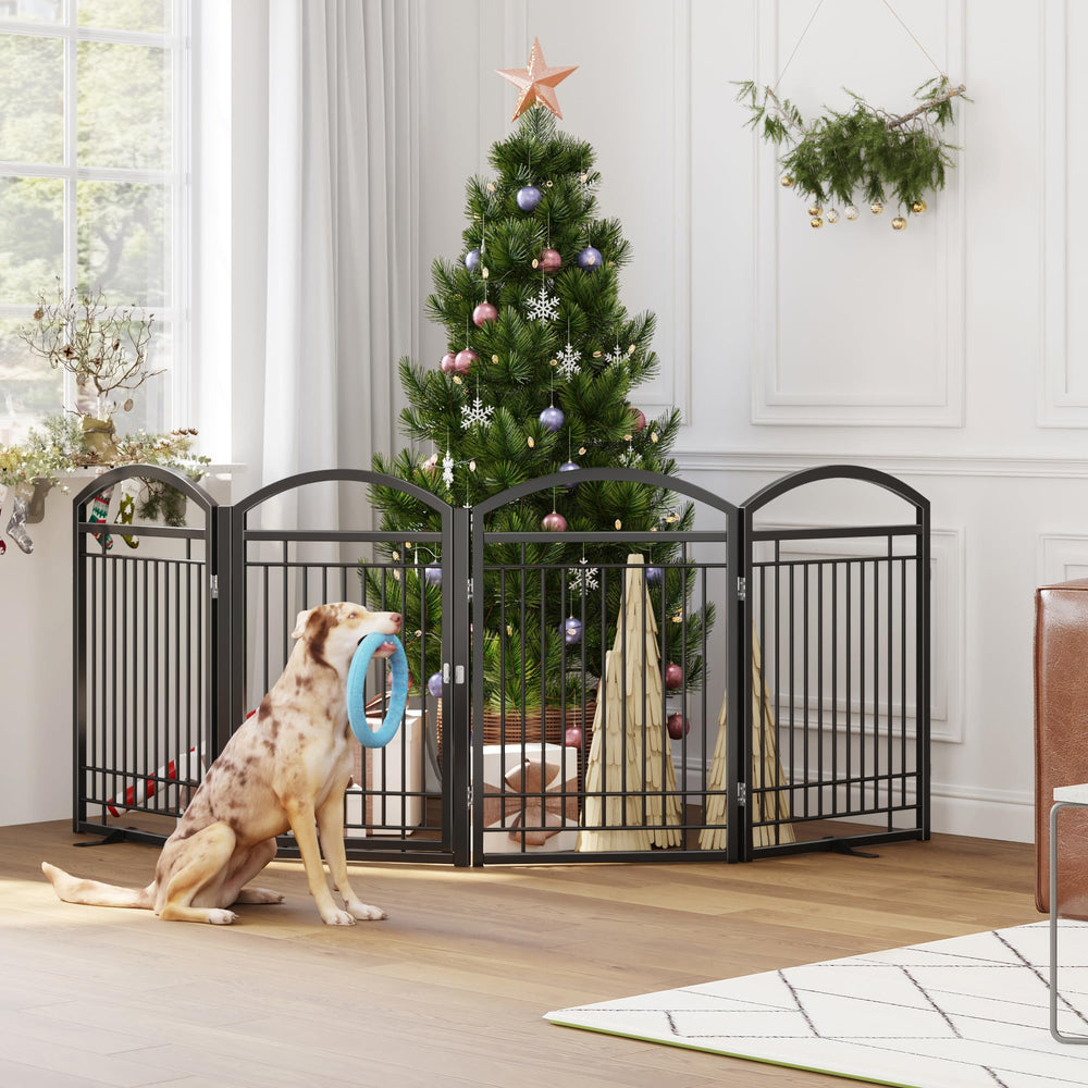 THKKY accordion playpen extended for wide pet boundary.