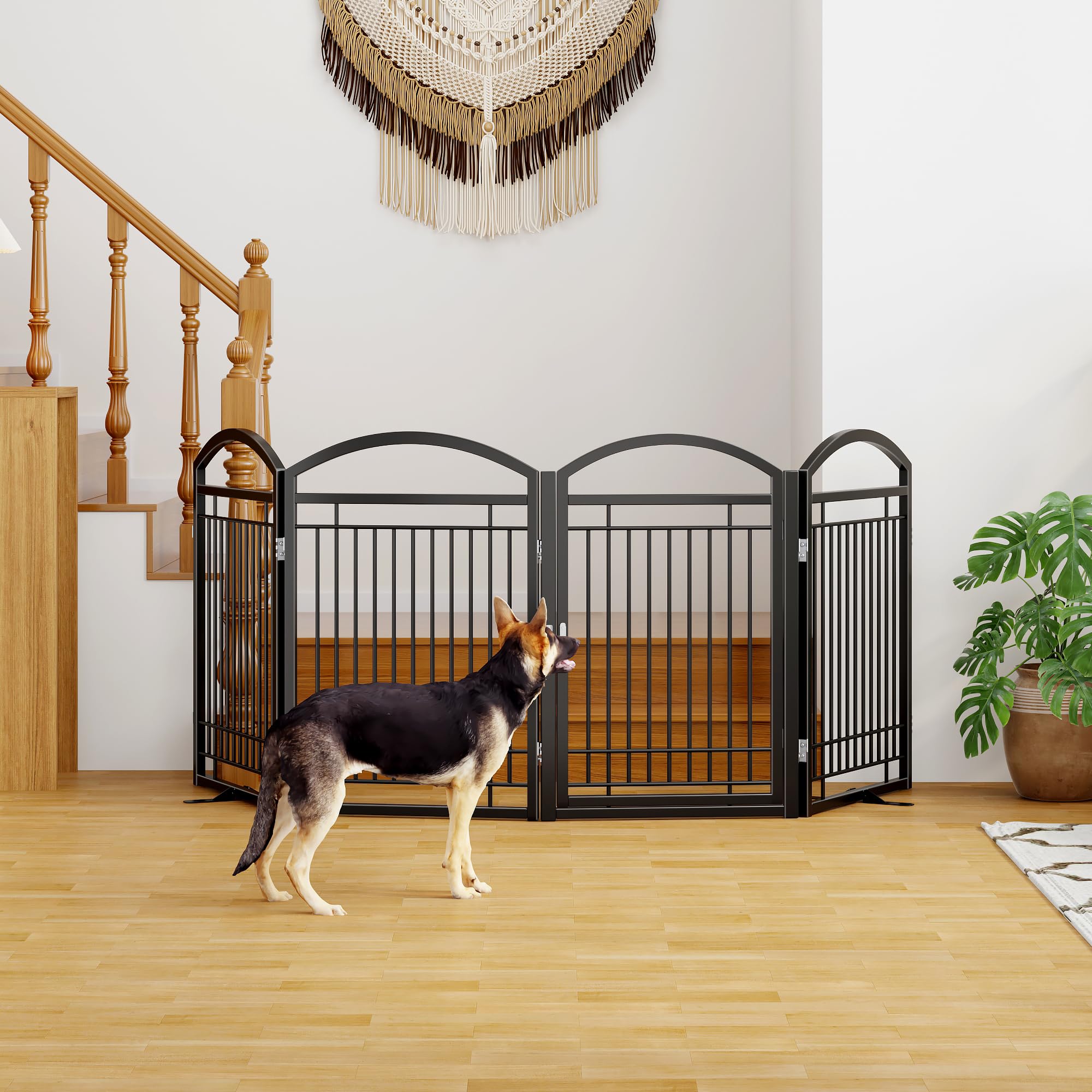 THKKY durable metal fence resists shaking and door pinch hazards.
