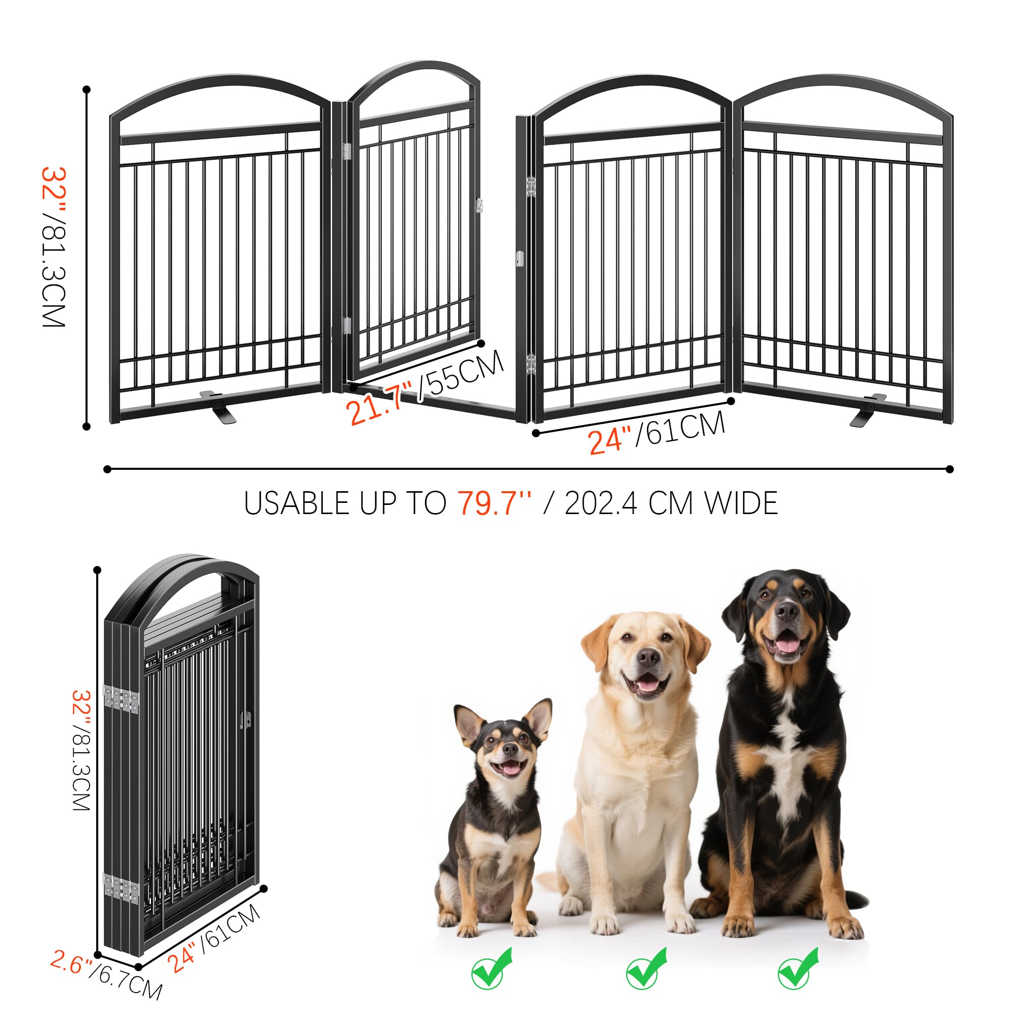 THKKY freestanding metal dog gate stands sturdy against curious paws.
