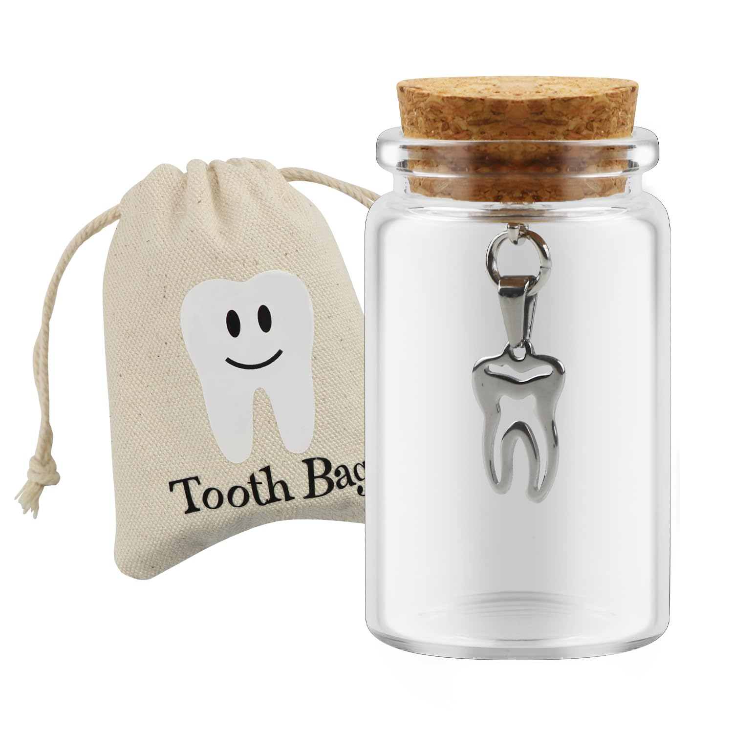 Thootyriaf Tooth Holders glass bottle stores cherished teeth showing the visual charm