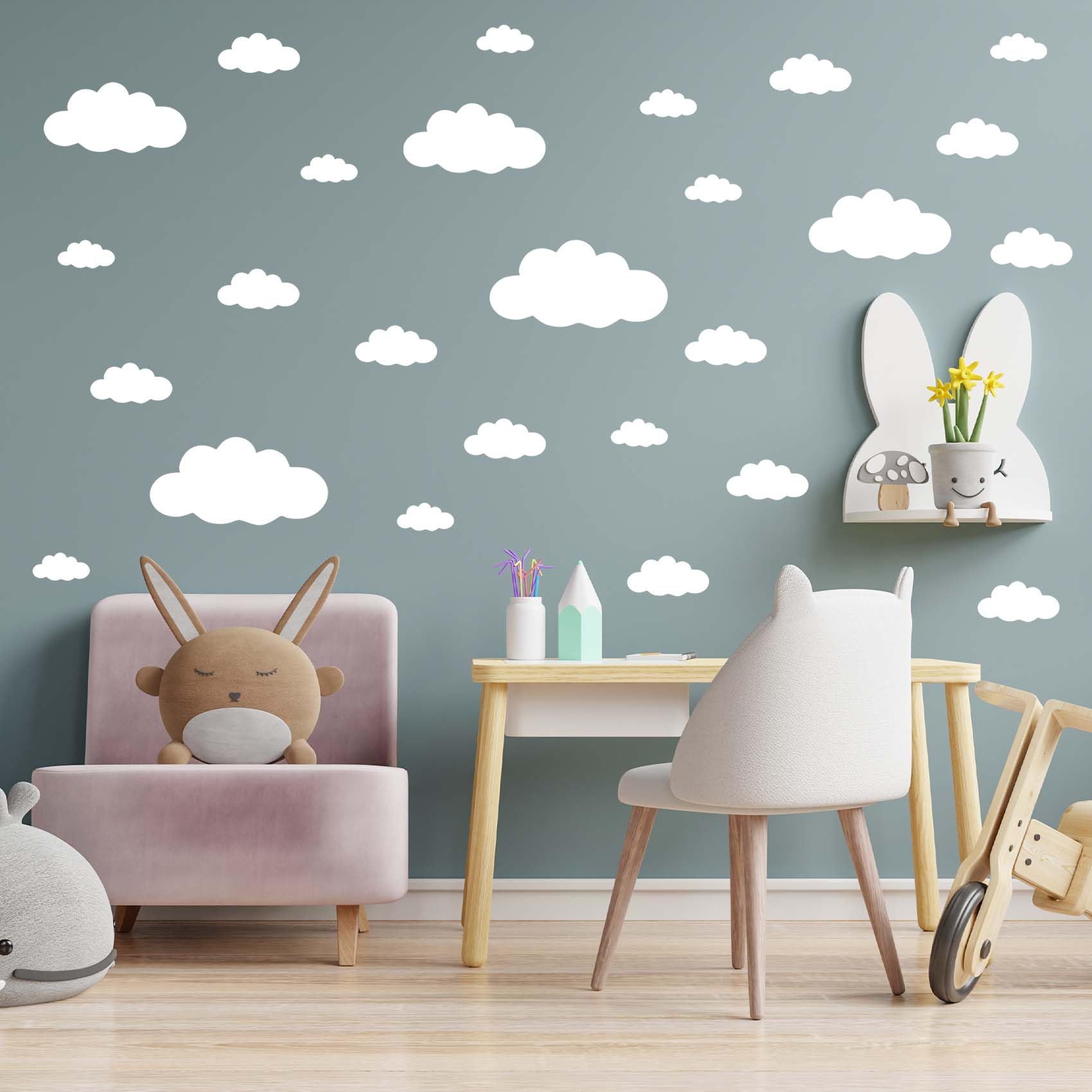 thovorrnl cloud wall decal large clouds close-up demonstrating easy DIY application.
