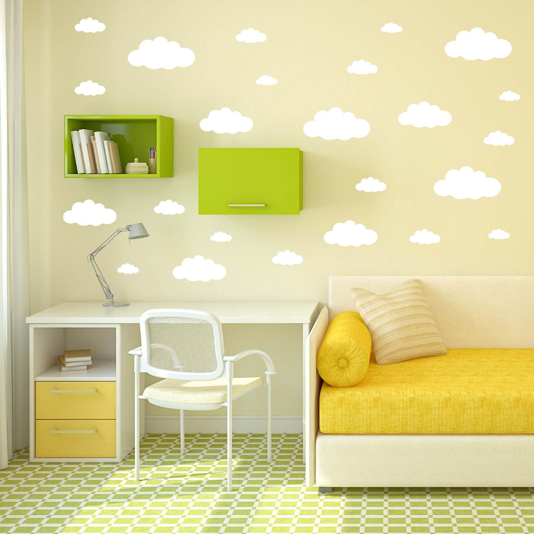 thovorrnl DIY cloud wall stickers set used on doors and tiles.