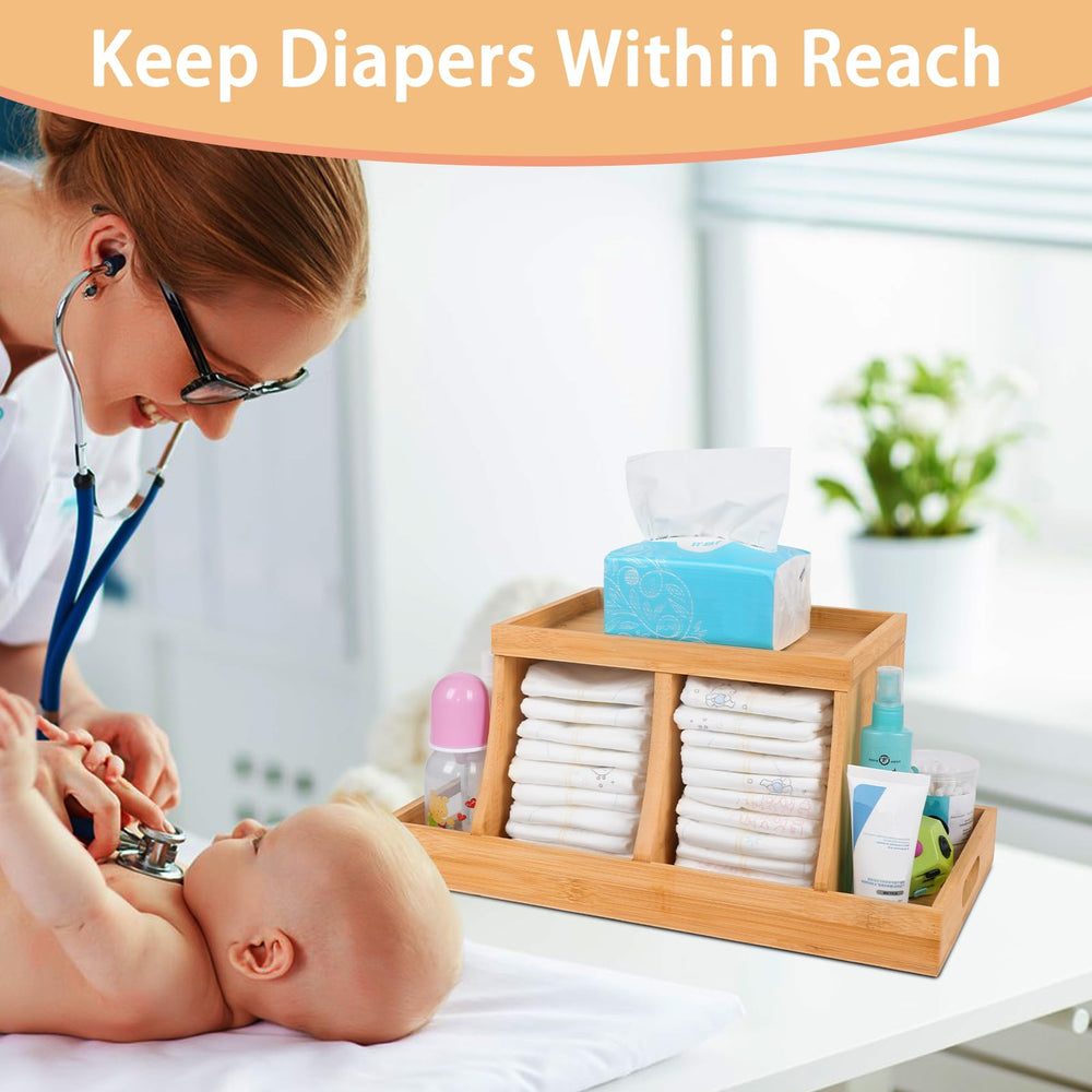 Three colors Bamboo Diaper Organizer easy assembly demonstrates hassle-free setup.