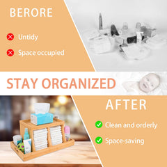 Three colors Bamboo Diaper Organizer handles enable easy carrying between rooms.