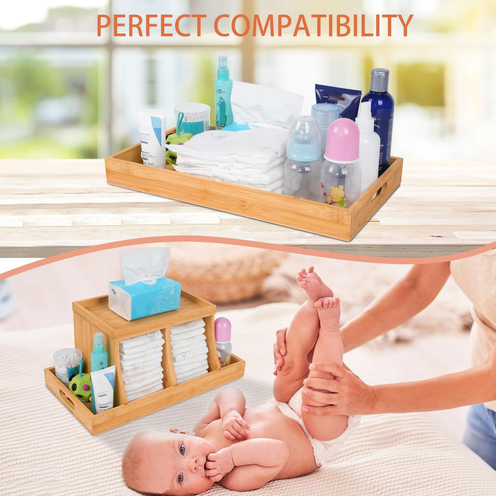 Three colors Bamboo Diaper Organizer wood accents enhance nursery decor.