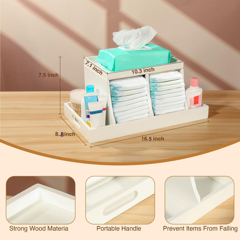 Three colors changing table organizer with five partitions—customizable layout for essentials.