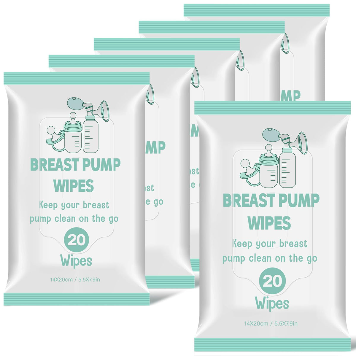 Threlaco breast pump wipes six-pack front view for on-the-go cleaning