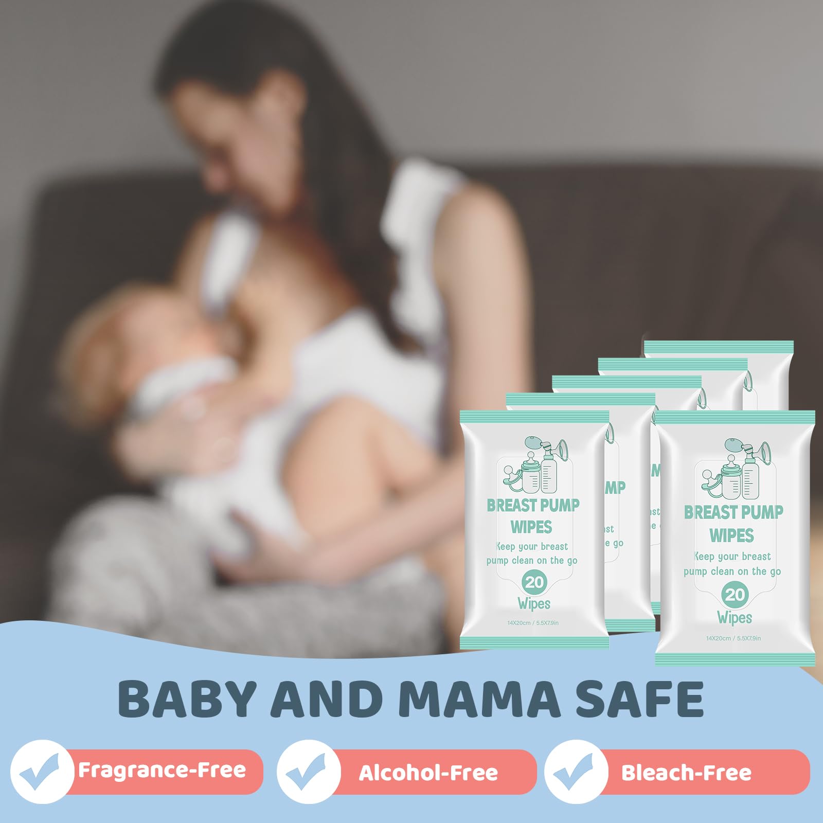 Threlaco breast pump wipes resealable pouch travel-ready design keeps moisture