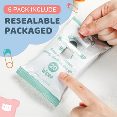 Threlaco breast pump wipes sheet close-up highlights water-based gentle cleaning
