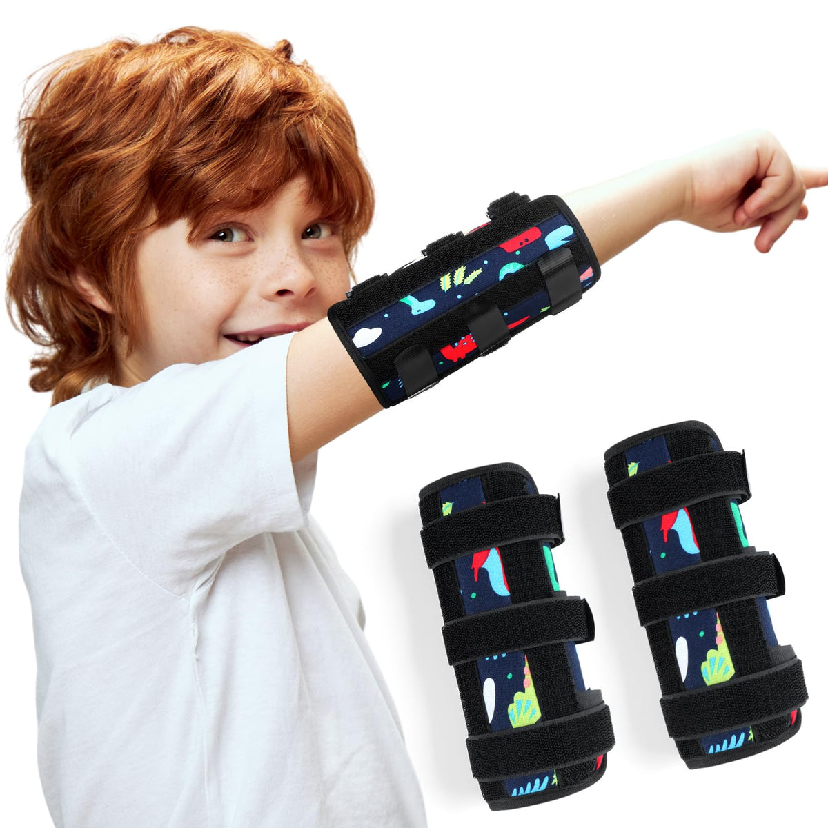 Threlaco thumb-sucking guard in front view, two-pack, supports easier transition away from thumb sucking.