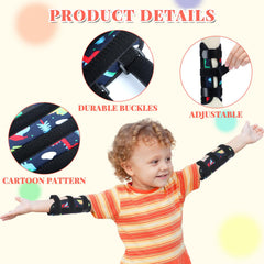 Threlaco two-pack on a child, helps prevent switching hands during play.