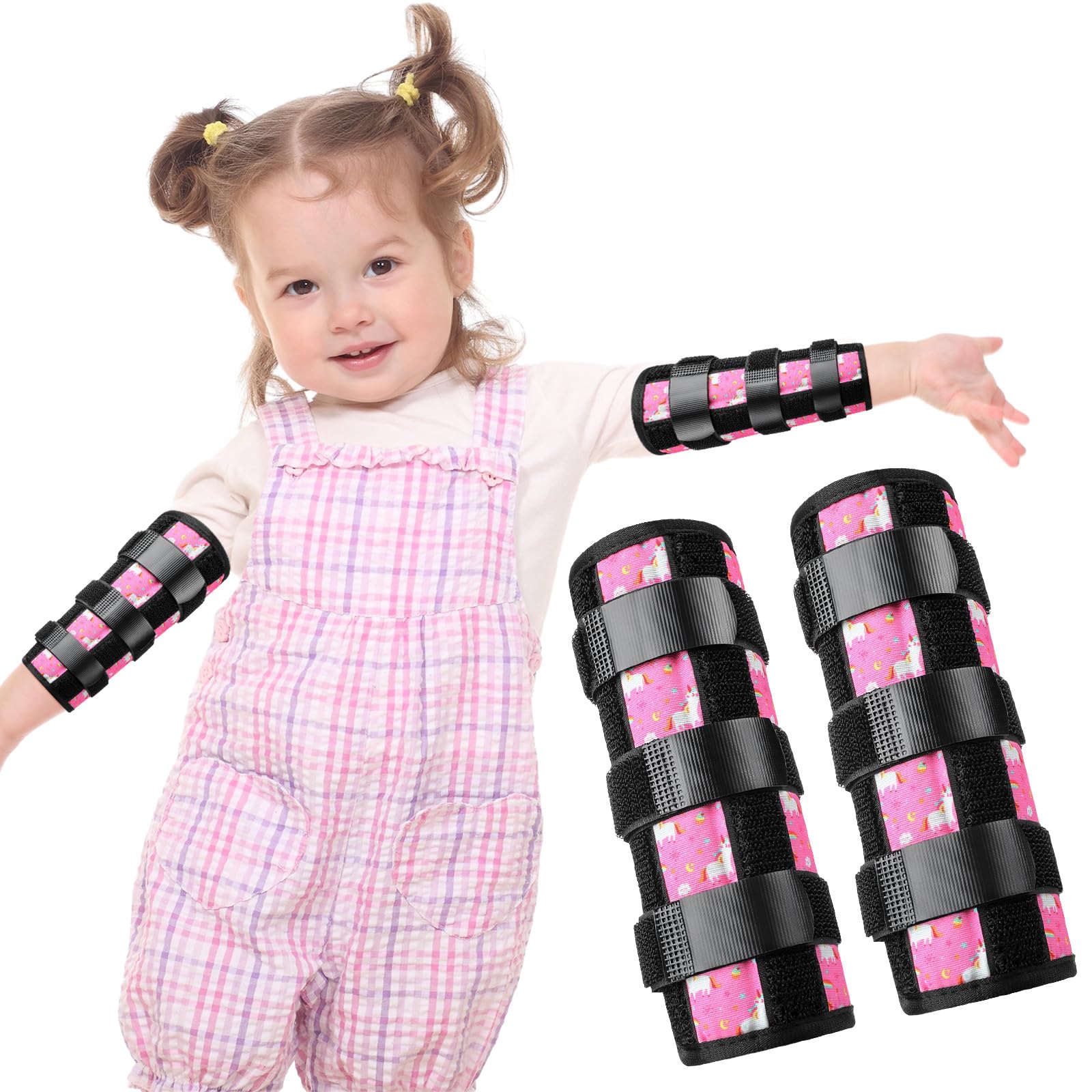 Threlaco unicorn thumb-sucking guard 2-pack front view supports elbow angle and comfort during play
