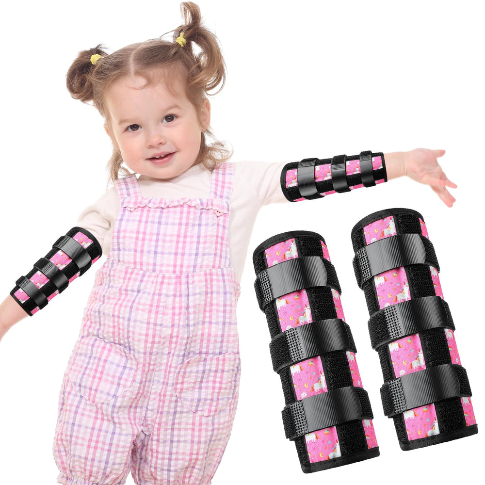Threlaco unicorn thumb-sucking guard 2-pack front view supports elbow angle and comfort during play