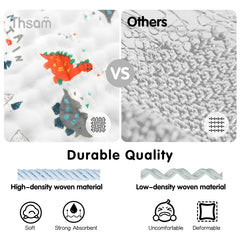 THSAM 20x10 inch burp cloth provides broad coverage for shoulders and laps.