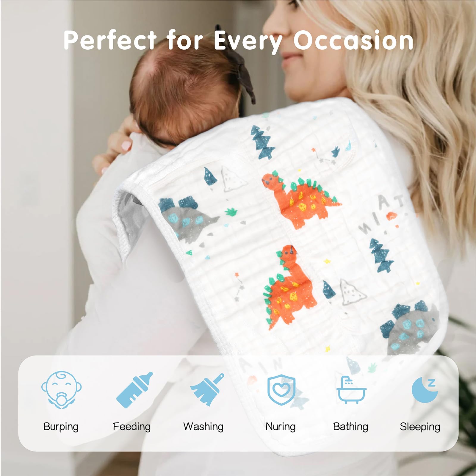 THSAM Burp Cloths are machine washable and soften with every wash.