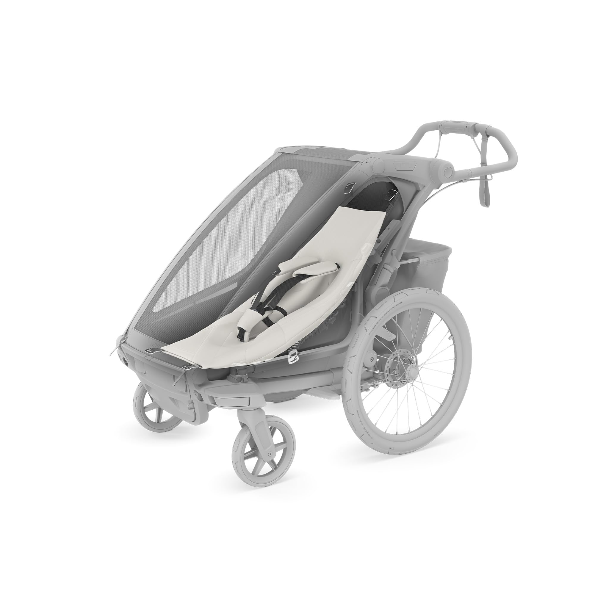 Thule Chariot infant sling gray installation demo shows easy setup for on-the-go use.