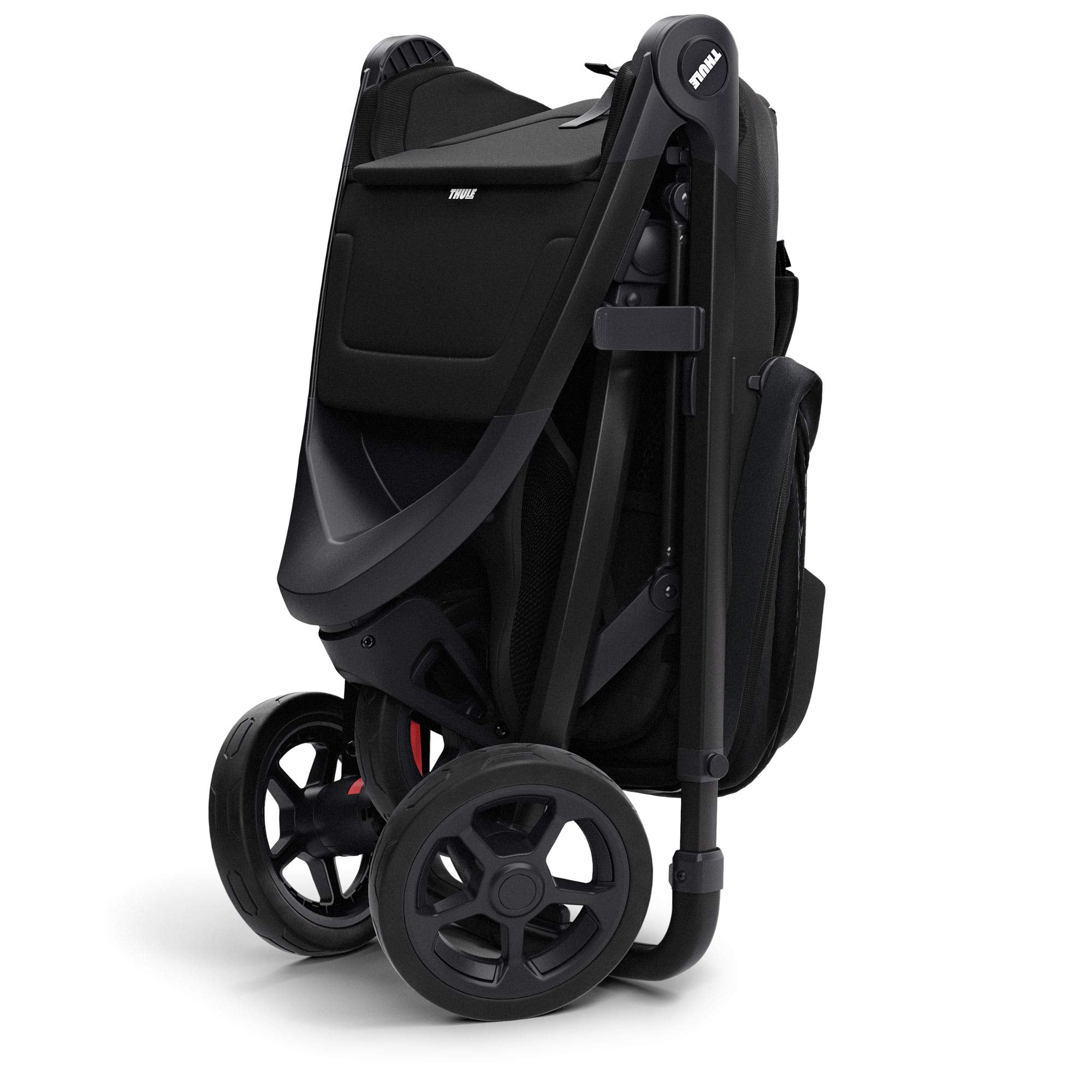 Thule Spring Stroller front-wheel-suspension enhances smooth ride.