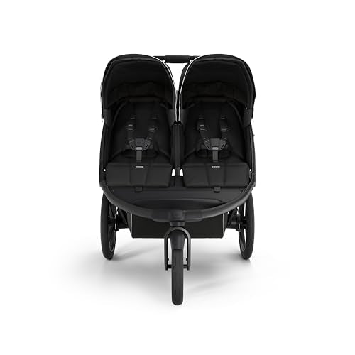 Thule Urban Glide 3 Double side-by-side seats show adjustable comfort for two kids.