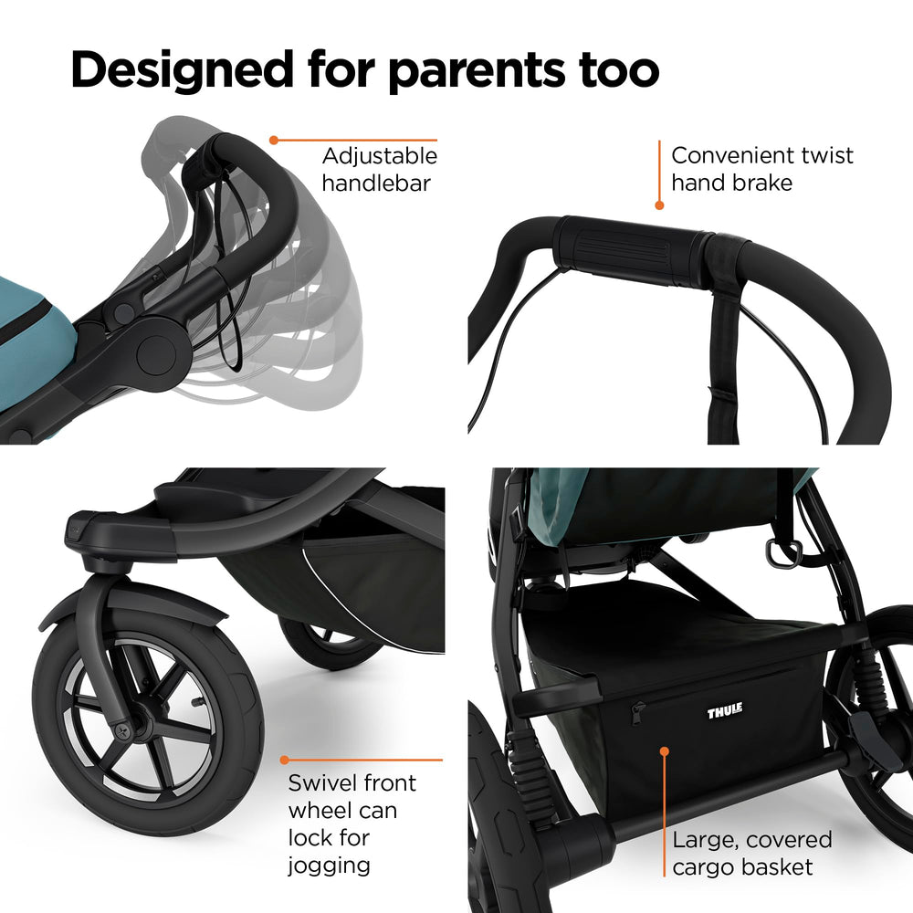 Thule Urban Glide 3 off-road capability image shows light trails and uneven surfaces.