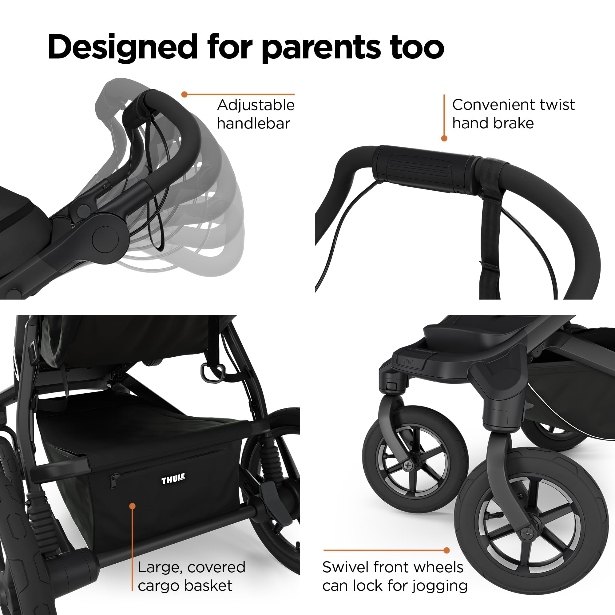 Thule Urban Glide folding mechanism enables easy transport and storage