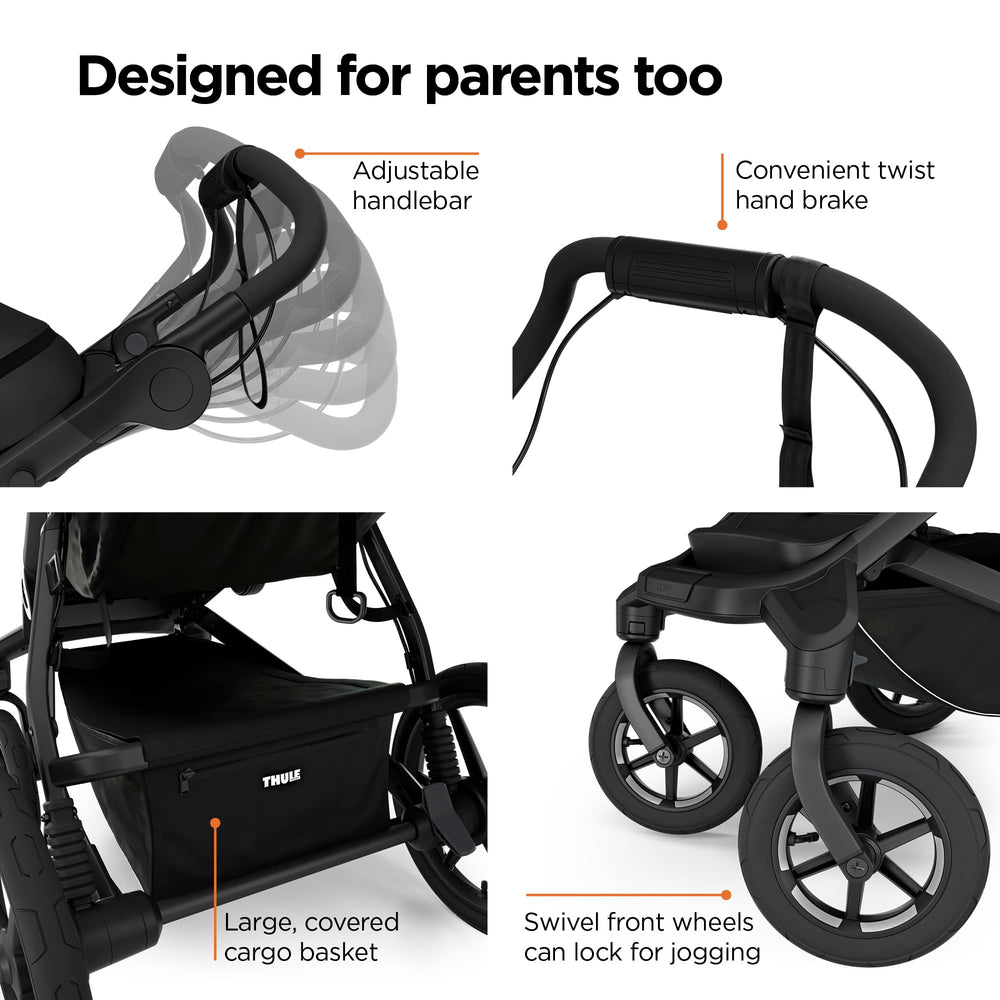Thule Urban Glide folding mechanism enables easy transport and storage