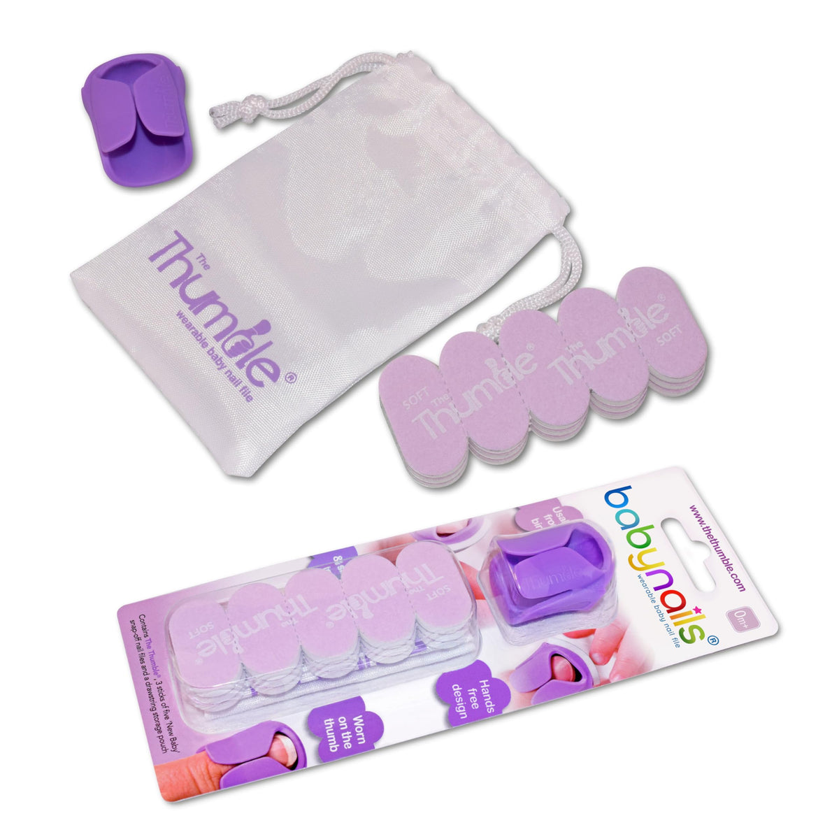 Thumble Baby Nails wearable-thumb-file on a newborn for gentle, safe filing