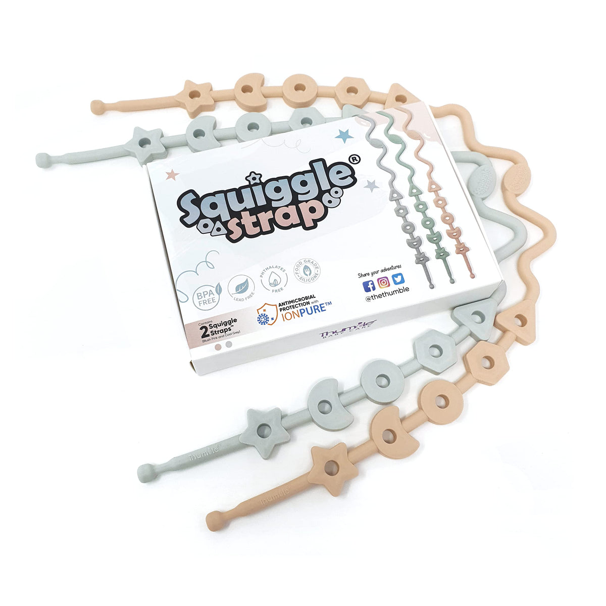 Thumble Squiggle Strap packaged for travel, keeping small items secure and accessible.