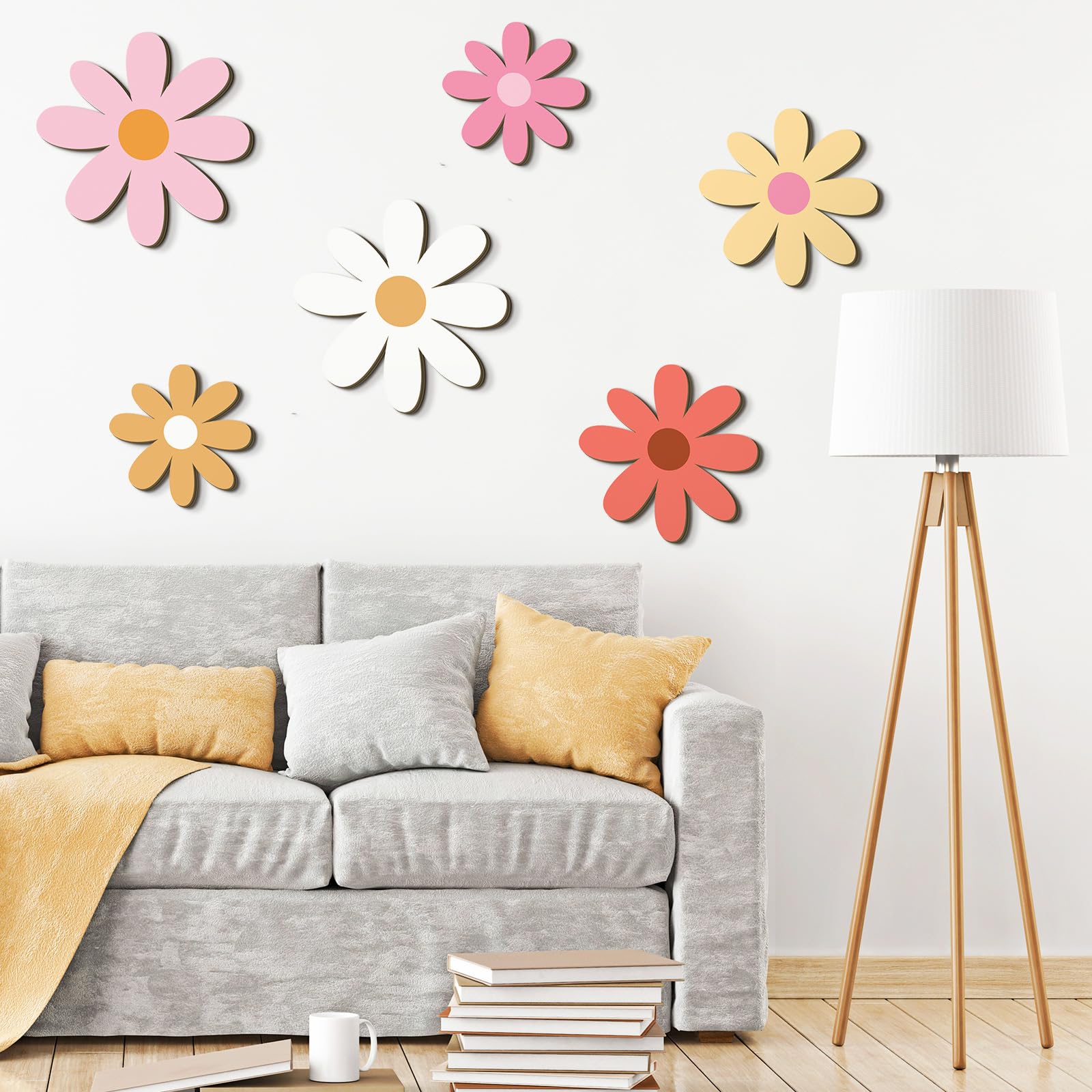 Thyle daisy boho flower sign nursery scene for kid's room