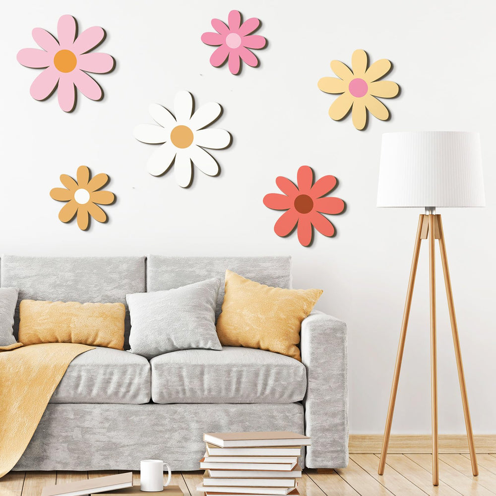 Thyle daisy boho flower sign nursery scene for kid's room