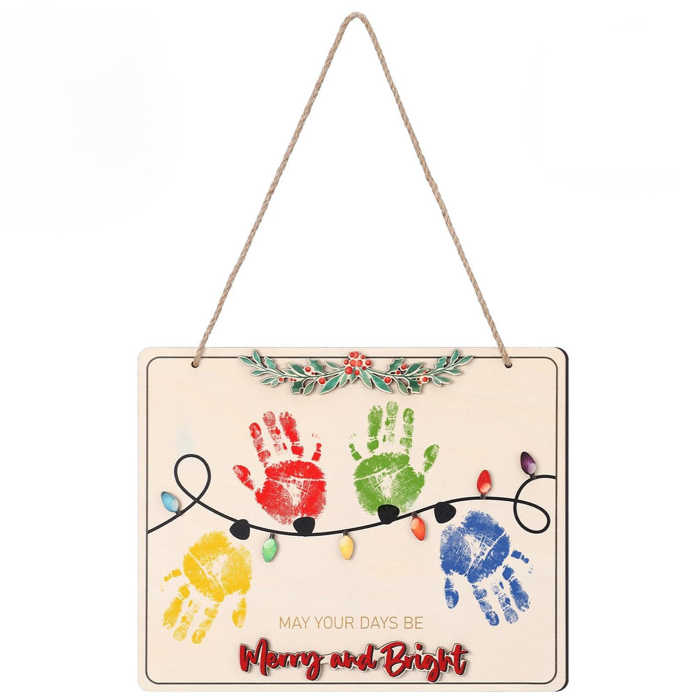 Thyle Handprint Christmas Lights Ornament front view, lasting keepsake for baby's first Christmas
