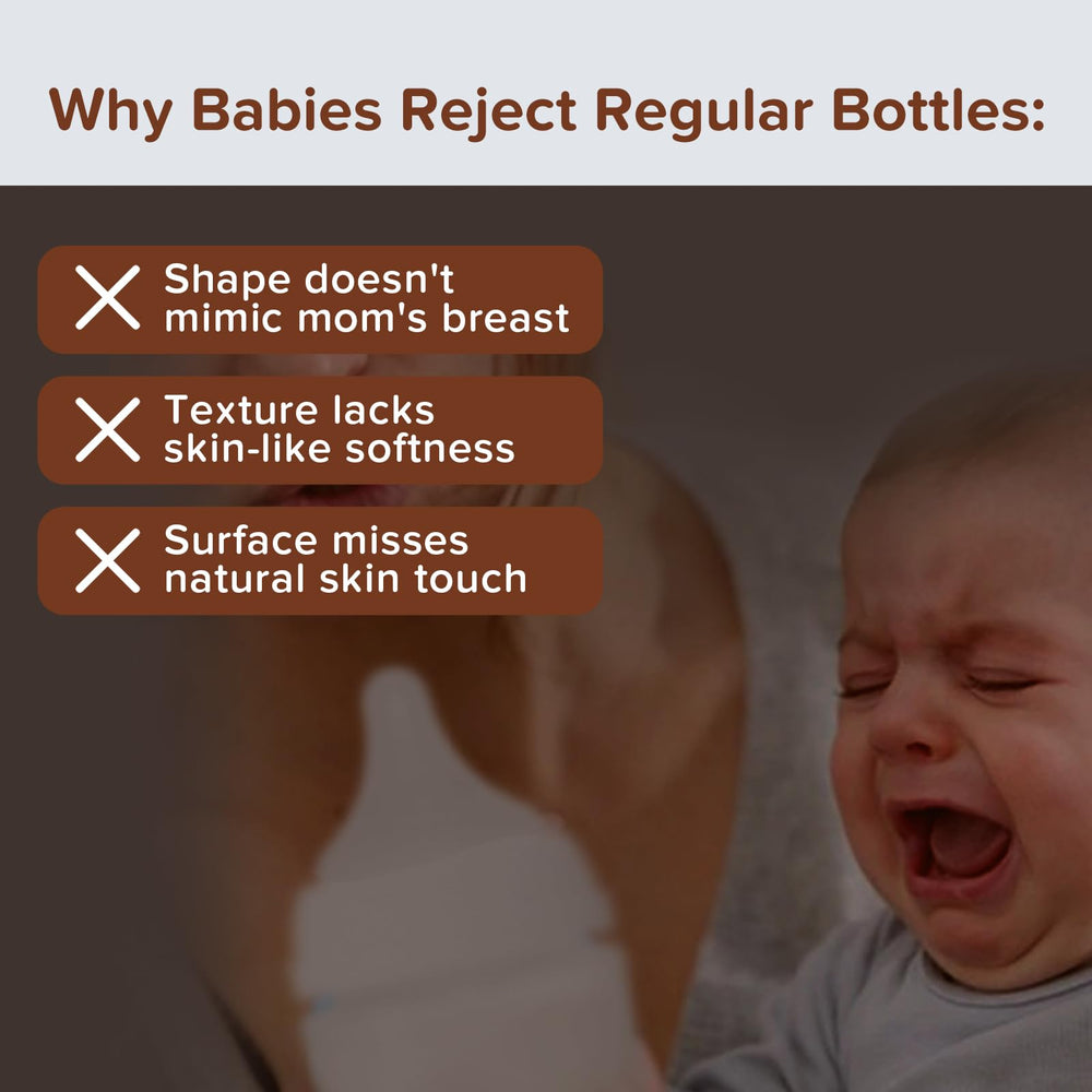 thyseed areola-texture design on bottle mimics mom for comfortable feeding