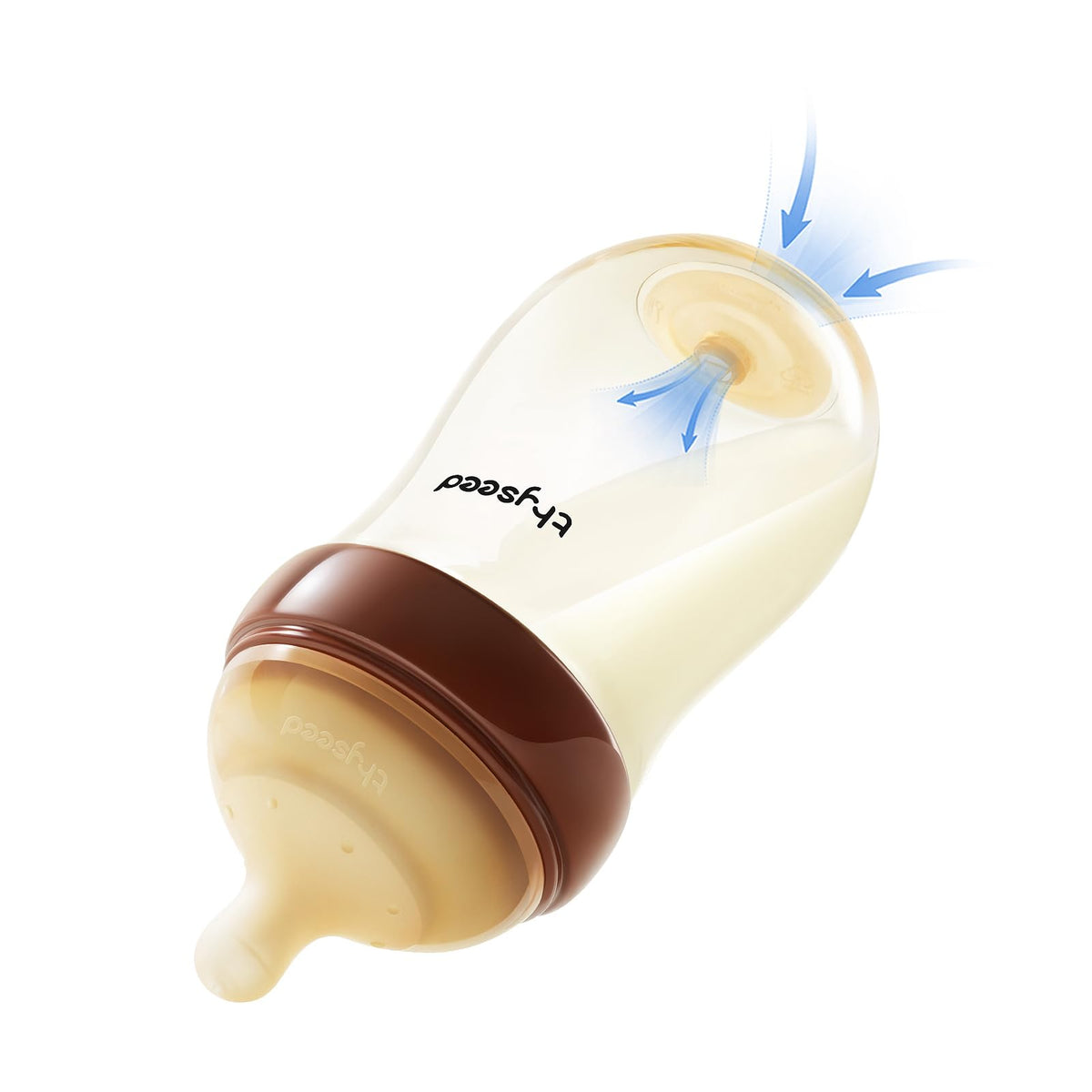 Thyseed base-vent anti-colic demonstrates smoother feeds with less air intake.