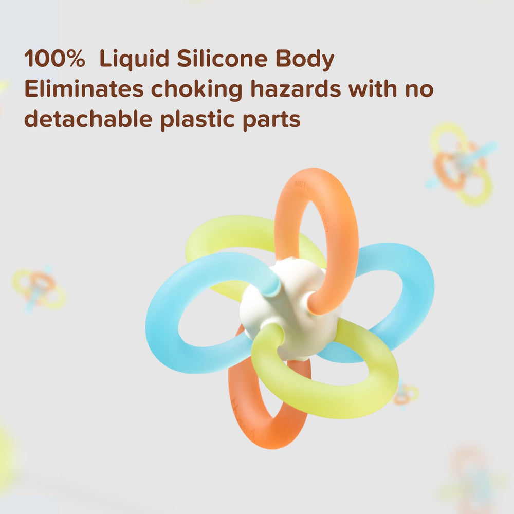 Thyseed mini teether demonstrates chilled relief for teething discomfort.