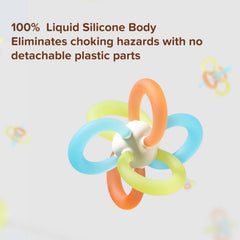 Thyseed mini teether demonstrates chilled relief for teething discomfort.