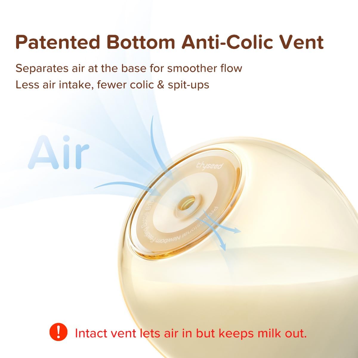Thyseed anti-colic bottle replacement in use during a feeding session