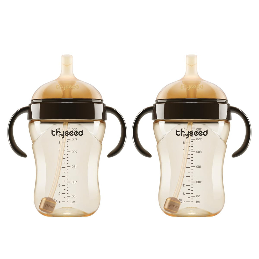 thyseed PPSU weighted straw cup with handles supports easy grip for toddlers