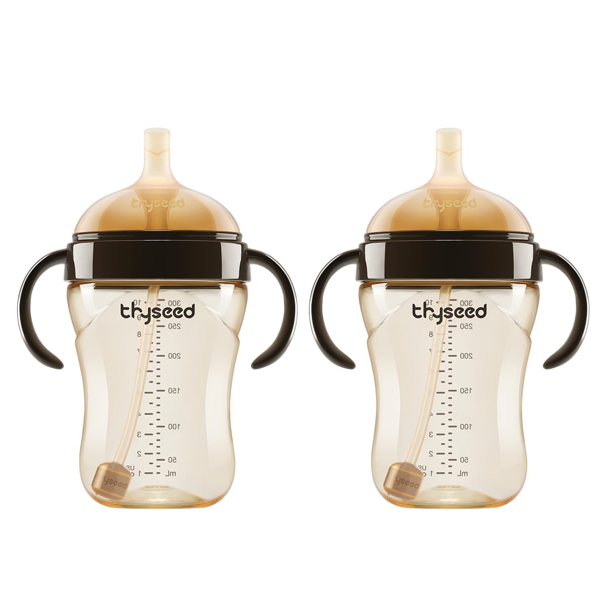 thyseed PPSU weighted straw cup with handles supports easy grip for toddlers