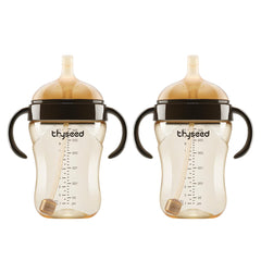 thyseed PPSU weighted straw cup with handles supports easy grip for toddlers