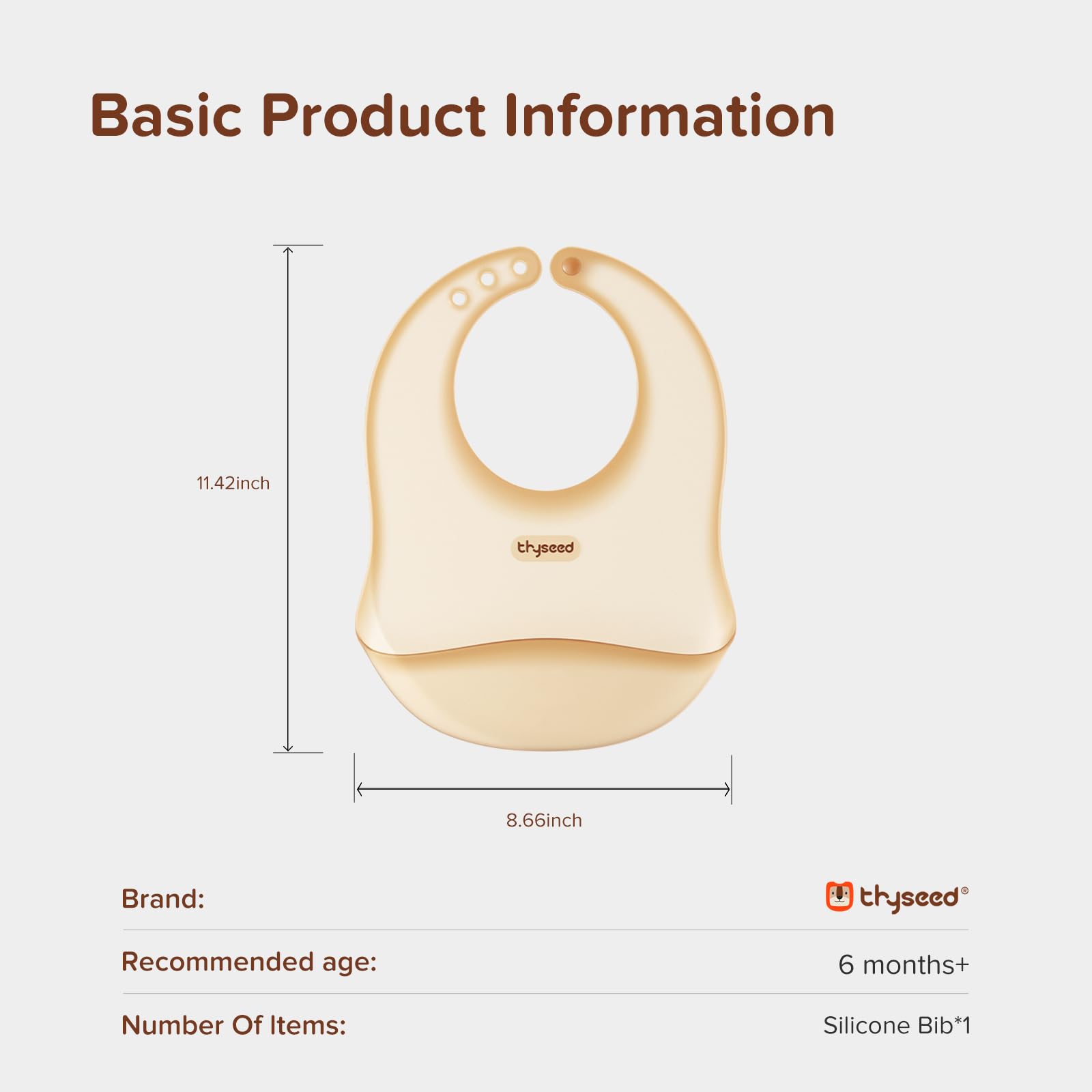 thyseed silicone bib easy-clean wipe-ready for quick after-meal refresh