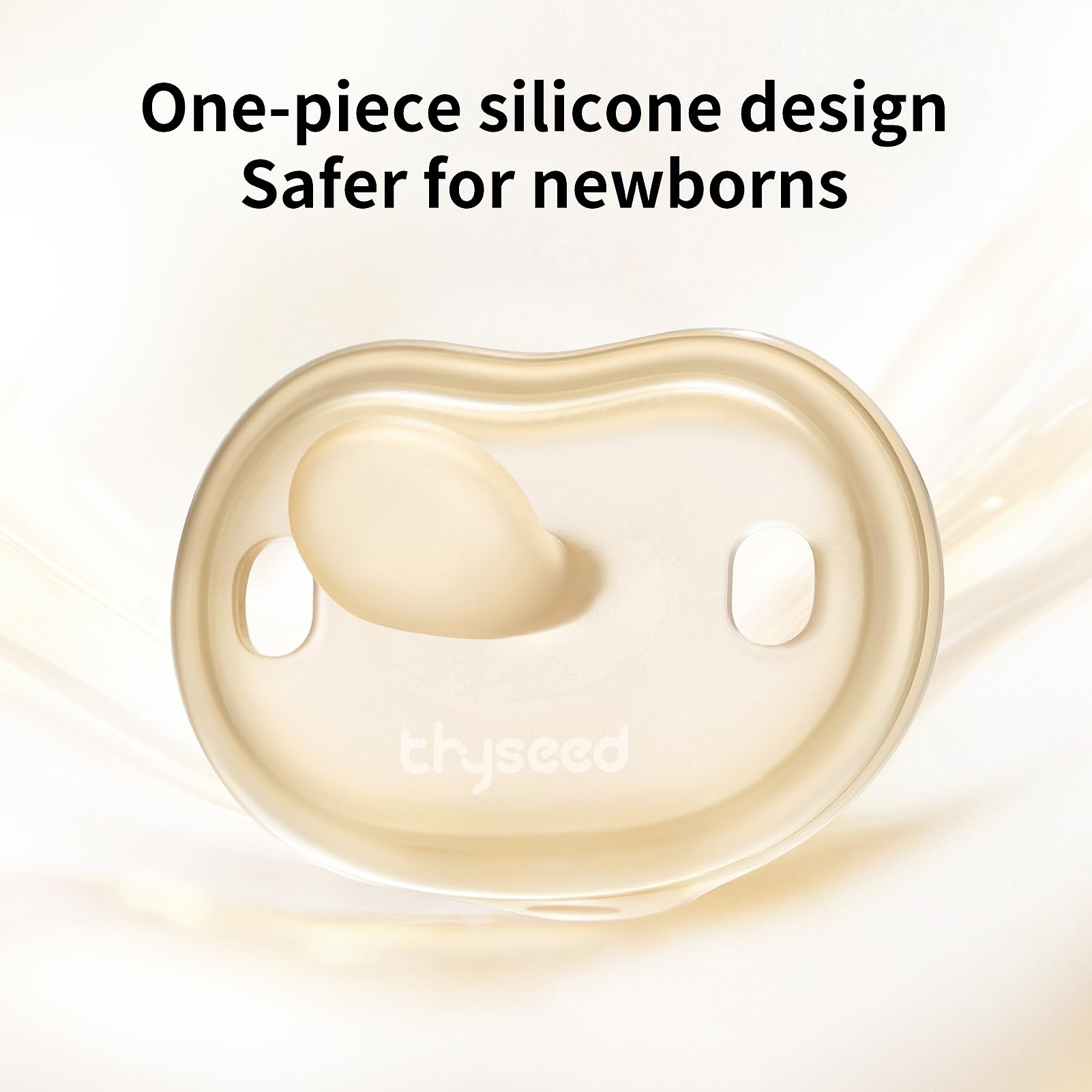 Thyseed soft silicone material pacifier feels plush against sensitive skin