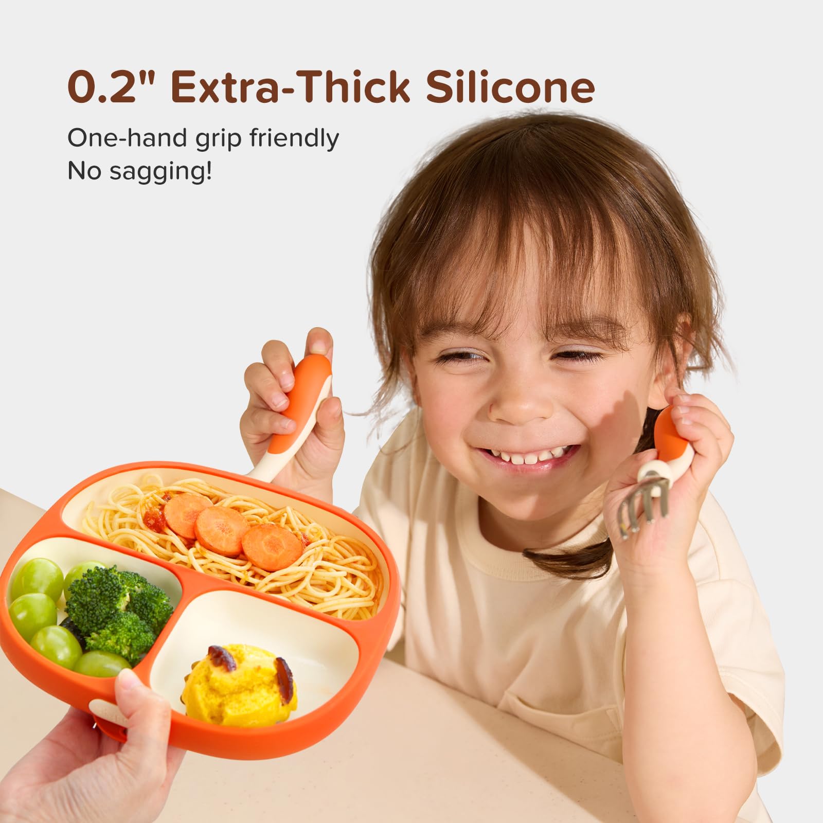 thyseed toddler plates raised-edge design helps little hands scoop without spills