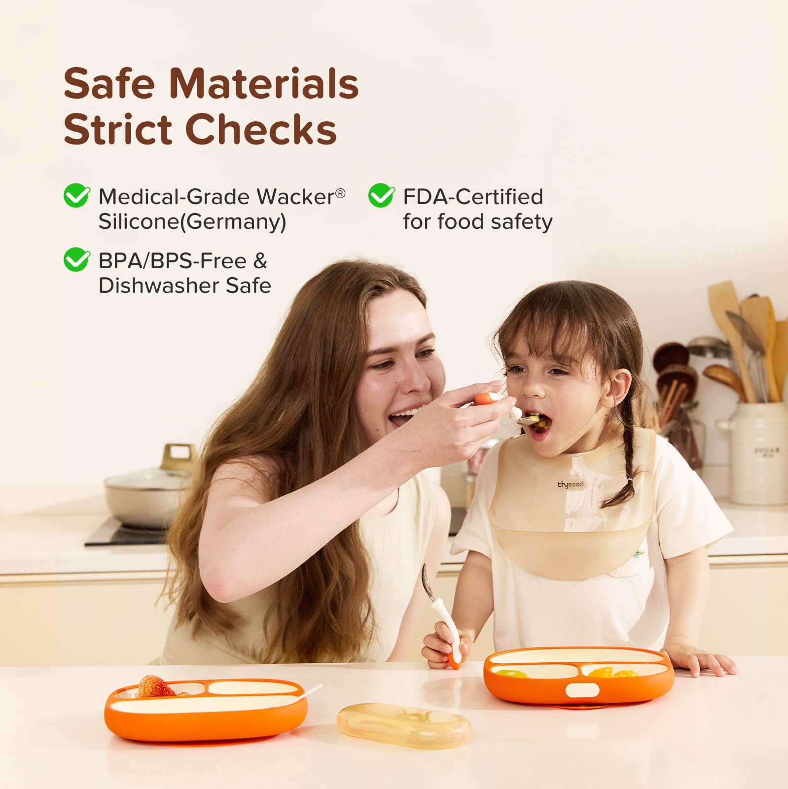 thyseed food-grade silicone plate uses safe, durable materials for daily meals