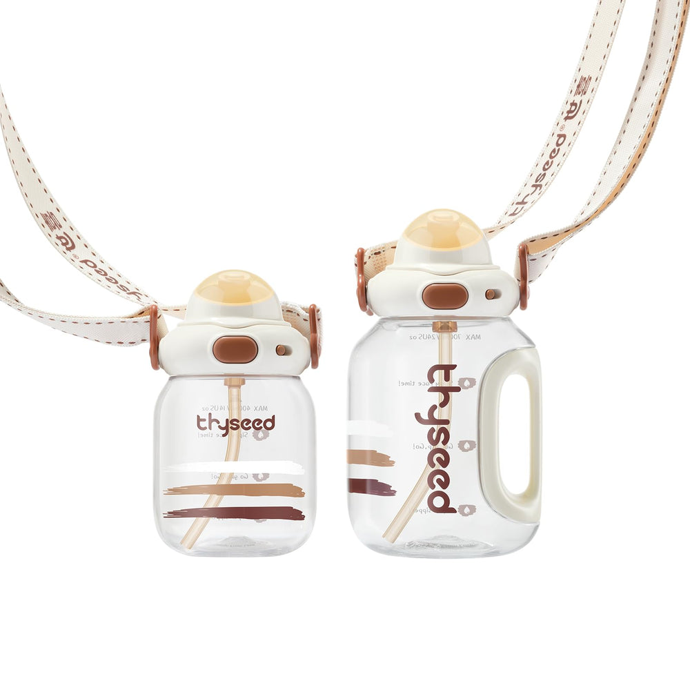 thyseed toddler water bottle cap closeup showing leakproof, mess-free sipping