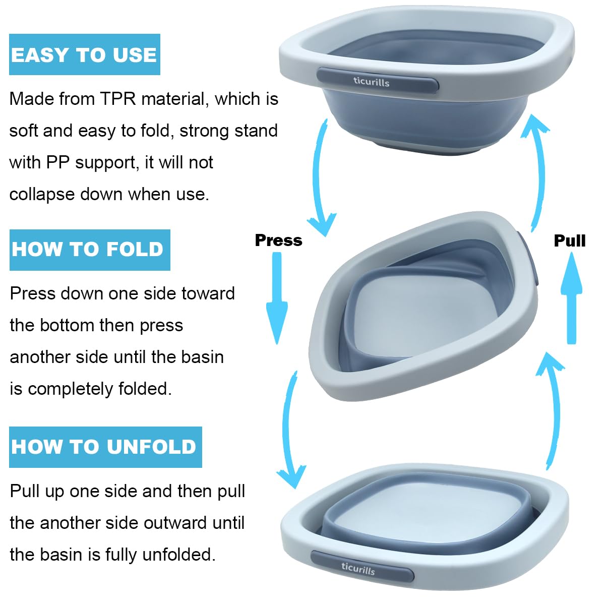 tiCurills baby wash basin travel-compact fits in slim bags for on-the-go cleaning