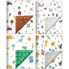 Tiamon forest animals blanket front with woodland print for cozy baby snuggling
