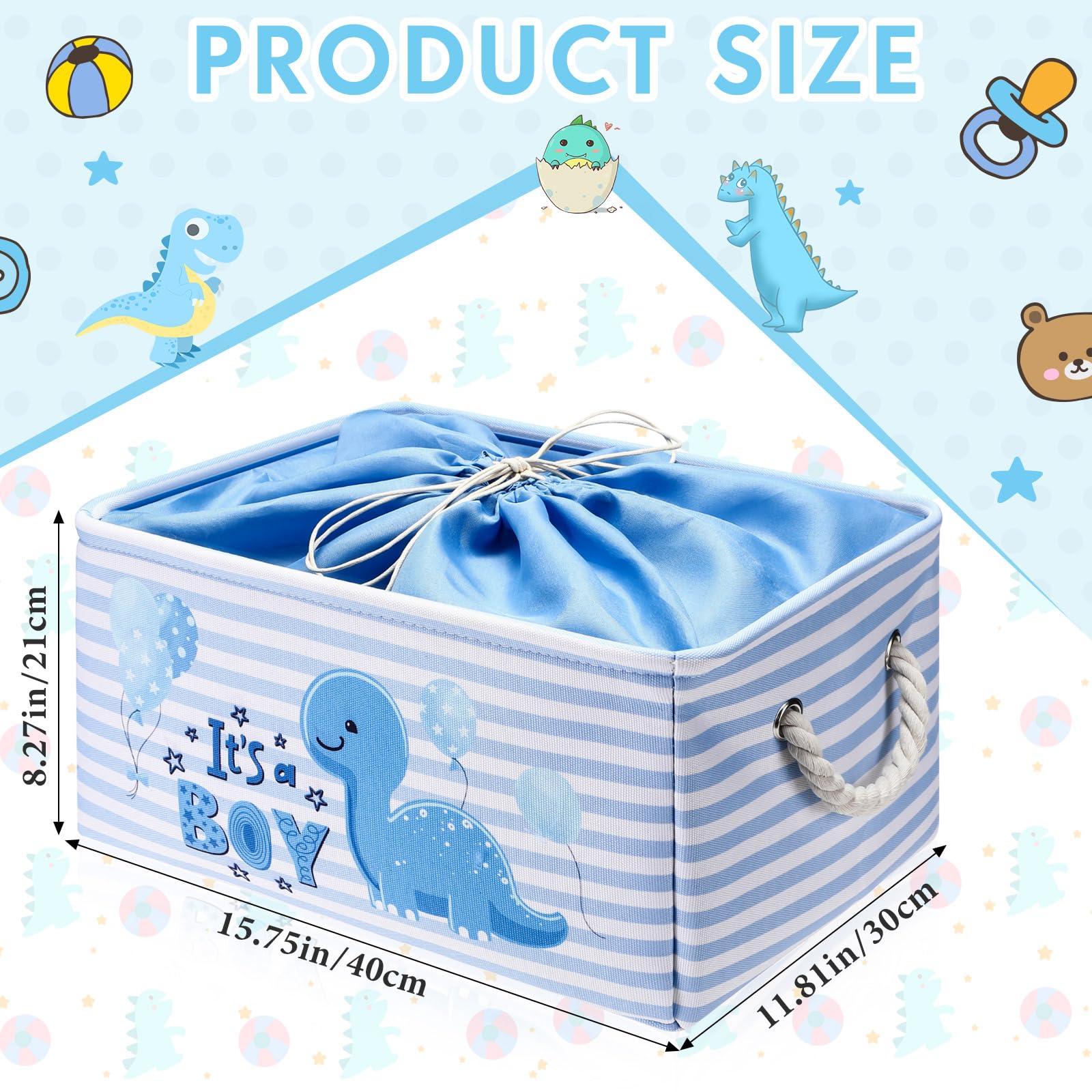 Tiangrid nursery storage collapsible bin in blue and white saves space