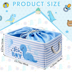 Tiangrid nursery storage collapsible bin in blue and white saves space