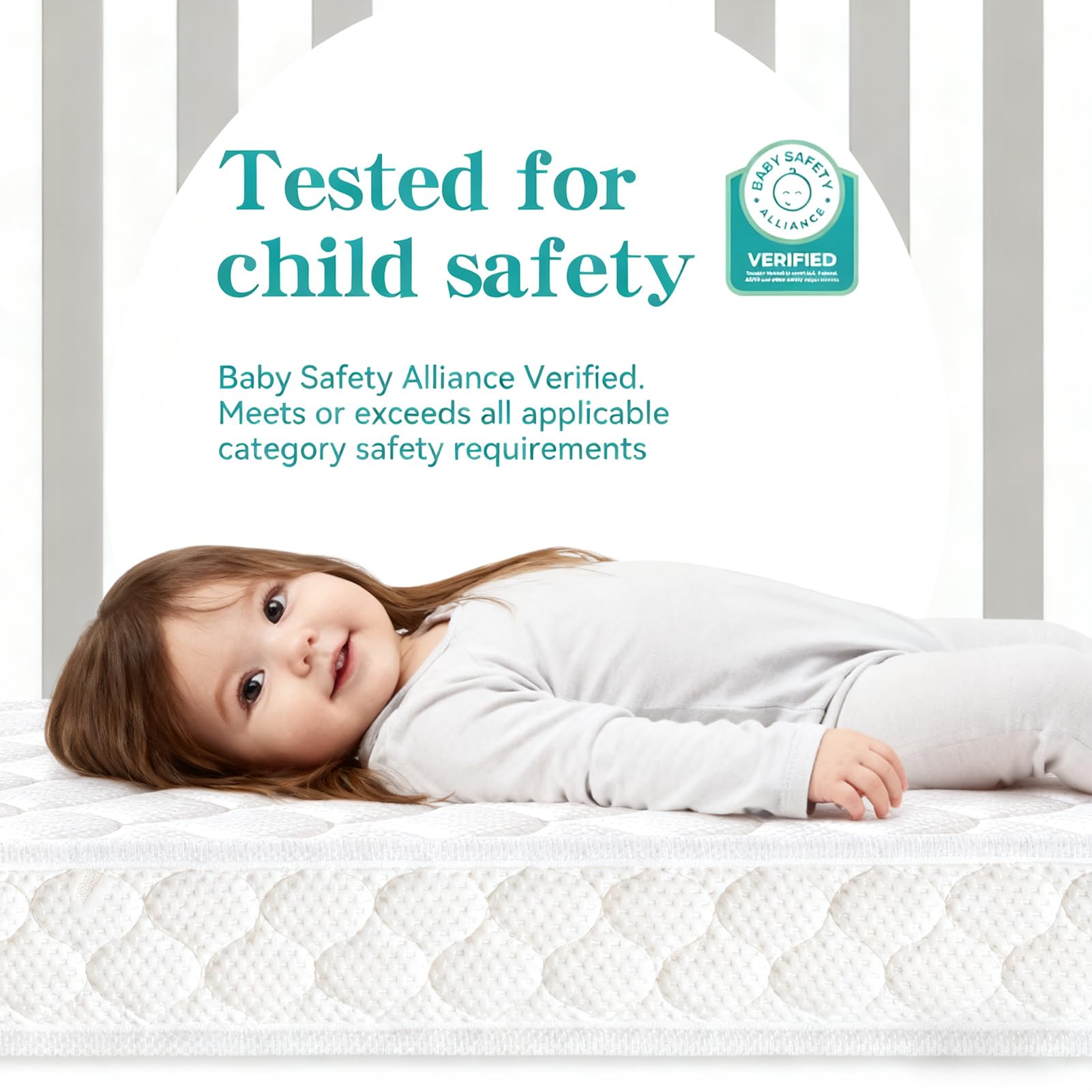 Tiankehan Dual-Sided Crib Mattress knitted fabric closeup showcases soft breathable texture.